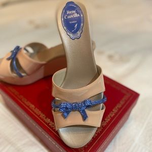 Rene Caovilla wedges/platforms with sapphire bow (inspired by Mach & Mach)